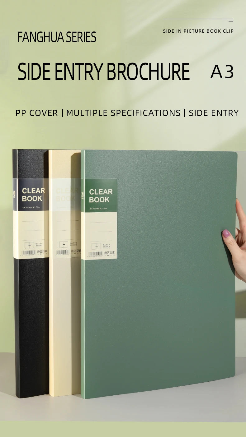 A3 Side-Entry Art Portfolio for Students - Painting Folder, Poster, Sketch Paper, Insert Pockets, Certificate Holder 20-60Pages