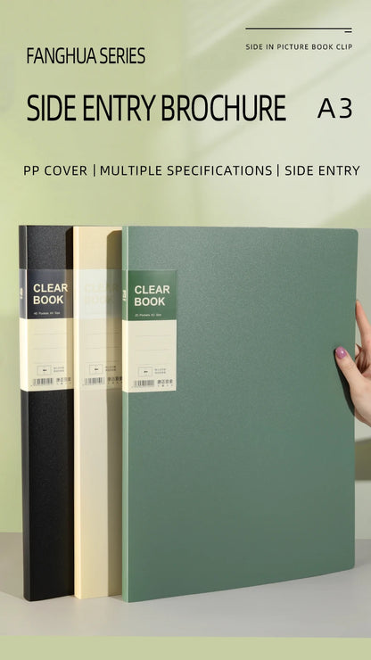 A3 Side-Entry Art Portfolio for Students - Painting Folder, Poster, Sketch Paper, Insert Pockets, Certificate Holder 20-60Pages