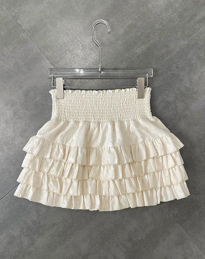 Streetwear Ruffles Mini Skirts Women Sweet Kawaii High Waist Lace A Line Skirt Summer Korean Fashion Black Ball Gown Skirts