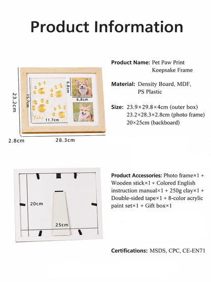 Hot Sale DIY Pet Paw Print Memorial Kit With Clay Mold Photo Frame Exquisite Gift Box for Dog Cat Loss Keepsake Creative Lovers