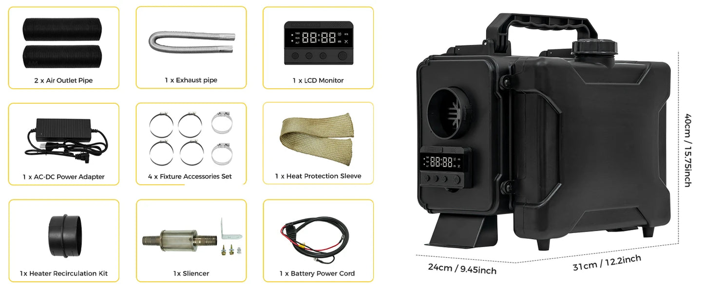 HTB1 8KW 12V/24V/220V GSM LTE 4G Control Diesel Air Heater Auto Thermostat Car Parking Heater For Camping Vehicle Motorhome Tent