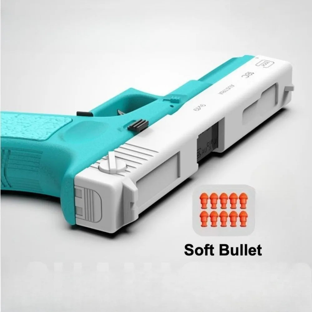 Mechanical G17 Soft Bullet Toy Gun Shell Throwing Continuous Firing Launcher Model Outdoor Sports Shooting Games for Children