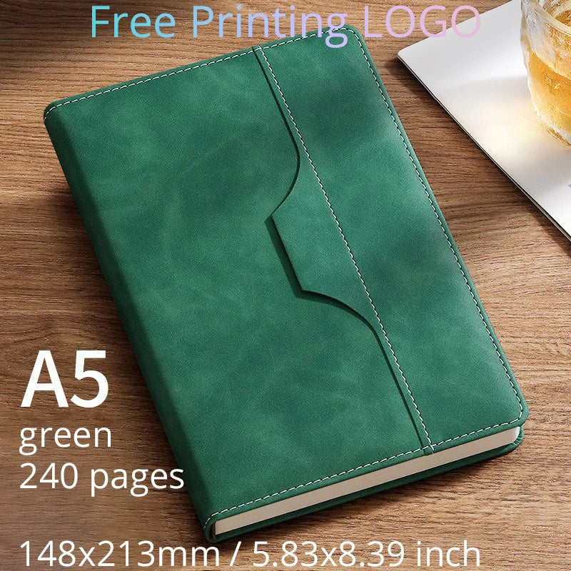 A5 B5 Customize PU Leather Notebook with Pen Insert Holder Free Printing LOGO Office Notepad Business Enterprise Diary Book Note
