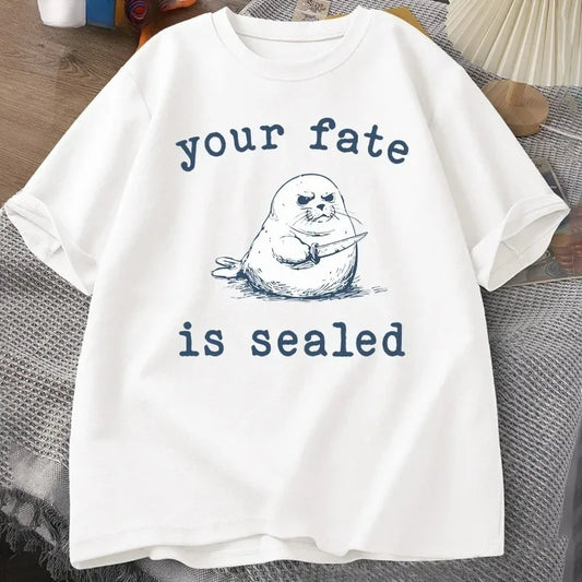 Your Fate Is Sealed T-Shirt Women Harajuku Funny Tshirt Animal Retro Y2k Fashion Top Short Sleeve Letter Print T Shirt Tops