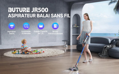 Buture JR500 cordless vacuum cleaner 55 Min 36kpa vacuum cleaner household appliances 1.2l removable battery dust cup portable