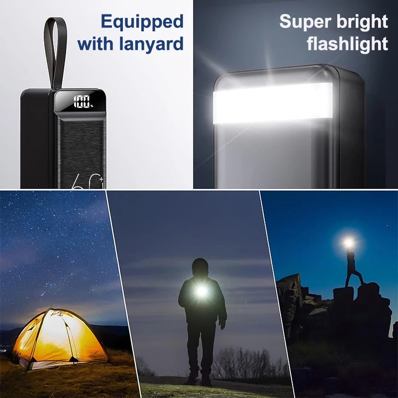 hganus 60000mAh Power Bank QC PD3.0 22.5W Fast Charging Powerbank Portable Charger External Battery For iPad iPhone Xiaomi