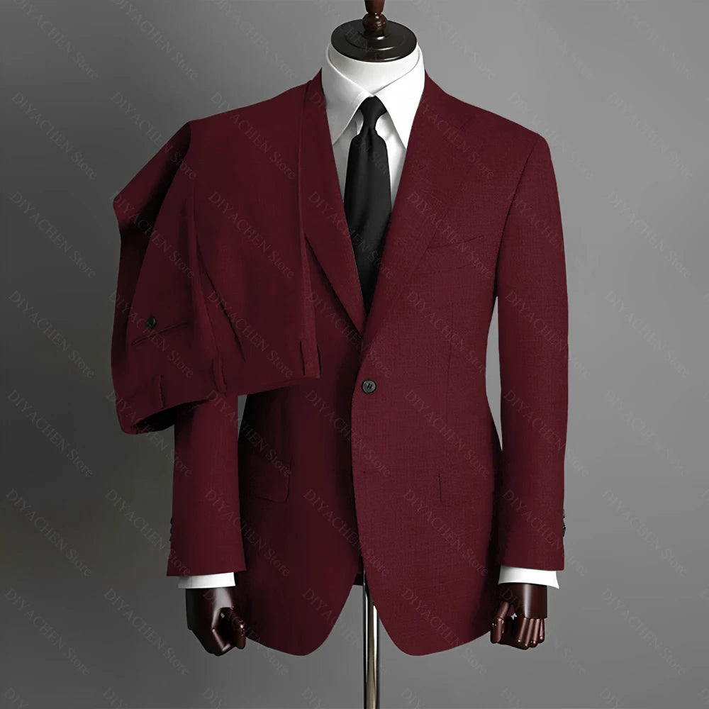 Fashion Gray Men Suits High-end Single Breasted Wedding Tuxedo Business Casual Office Male Suit Slim 2 Piece (Blazer+Pants)