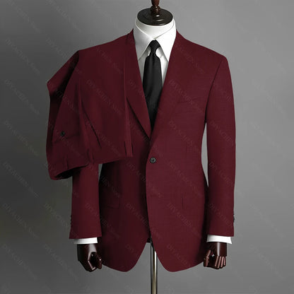 Fashion Gray Men Suits High-end Single Breasted Wedding Tuxedo Business Casual Office Male Suit Slim 2 Piece (Blazer+Pants)
