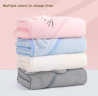 Toddler Bathrobe Infant Bath Towel Boy Girl Blankets Swaddle With Hood Cartoon Coral Fleece Towel Blanket Newborn Kids Bedding