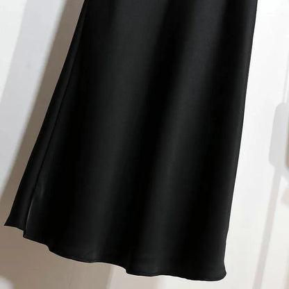 Botvotee Elegant Satin Long Skirt for Women Spring Summer 2025 Office Ladies Korean Style Loose Elastic Band Midi Skirts