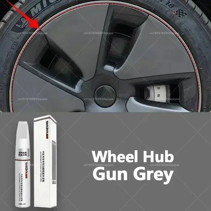 Suitable for Tesla Model 3 Y X S Automotive Paint Repair Pen Pearl White Clearcoat Pen Paint Repair Set Wheel Hub Silver