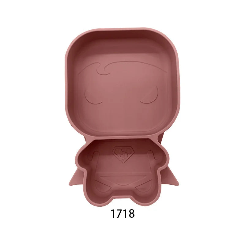 Baby Silicone Suction Cup Bowl Cute Bear Design Macaron Color 100% Food Grade Silicone BPA Free Double plate design for meals