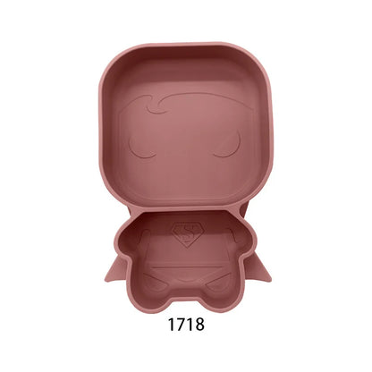 Baby Silicone Suction Cup Bowl Cute Bear Design Macaron Color 100% Food Grade Silicone BPA Free Double plate design for meals