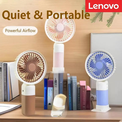 Lenovo 2026 New Handheld Fan Mini Portable Desktop Office Student Dormitory USB Charging Silent Small Electric Fan