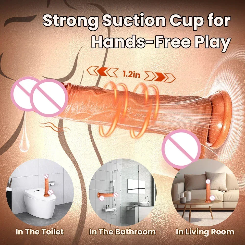 Telescopic Female Vibrator Dildo with Remote APP Control Heating Realistic Large Penis Massager Masturbator Sex Toy for Women
