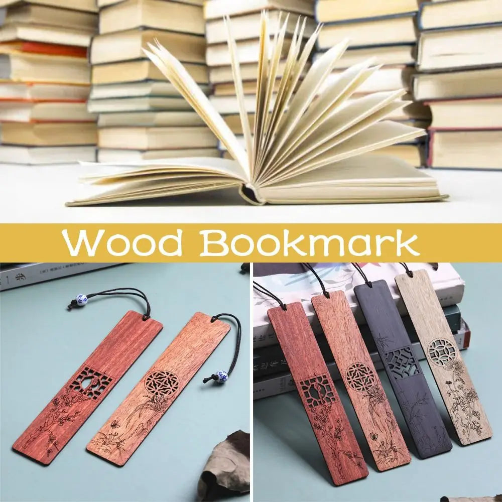Chinese style wooden mahogany bookmark hollow window blossom plum orchid bamboo chrysanthemum lettering carving company Wen Chua