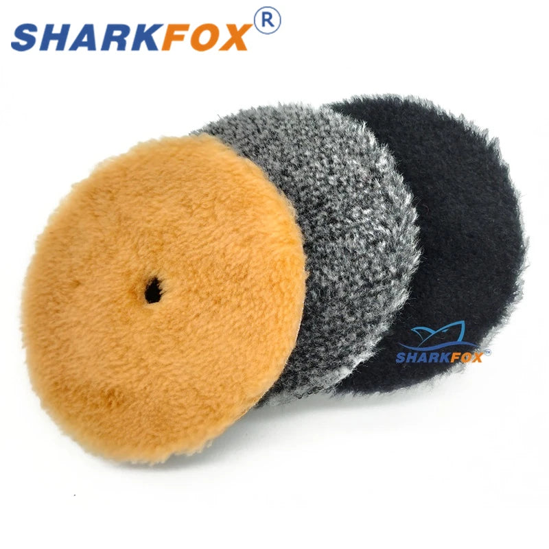 Sharkfox 5/6Inch Wool Car Polishing Pad High Density Lamb Woollen Polish Buffing Pad Wool Polishing Pad for Car Detail Polishing