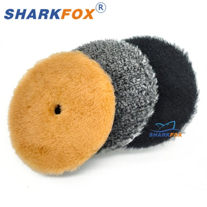 Sharkfox 5/6Inch Wool Car Polishing Pad High Density Lamb Woollen Polish Buffing Pad Wool Polishing Pad for Car Detail Polishing