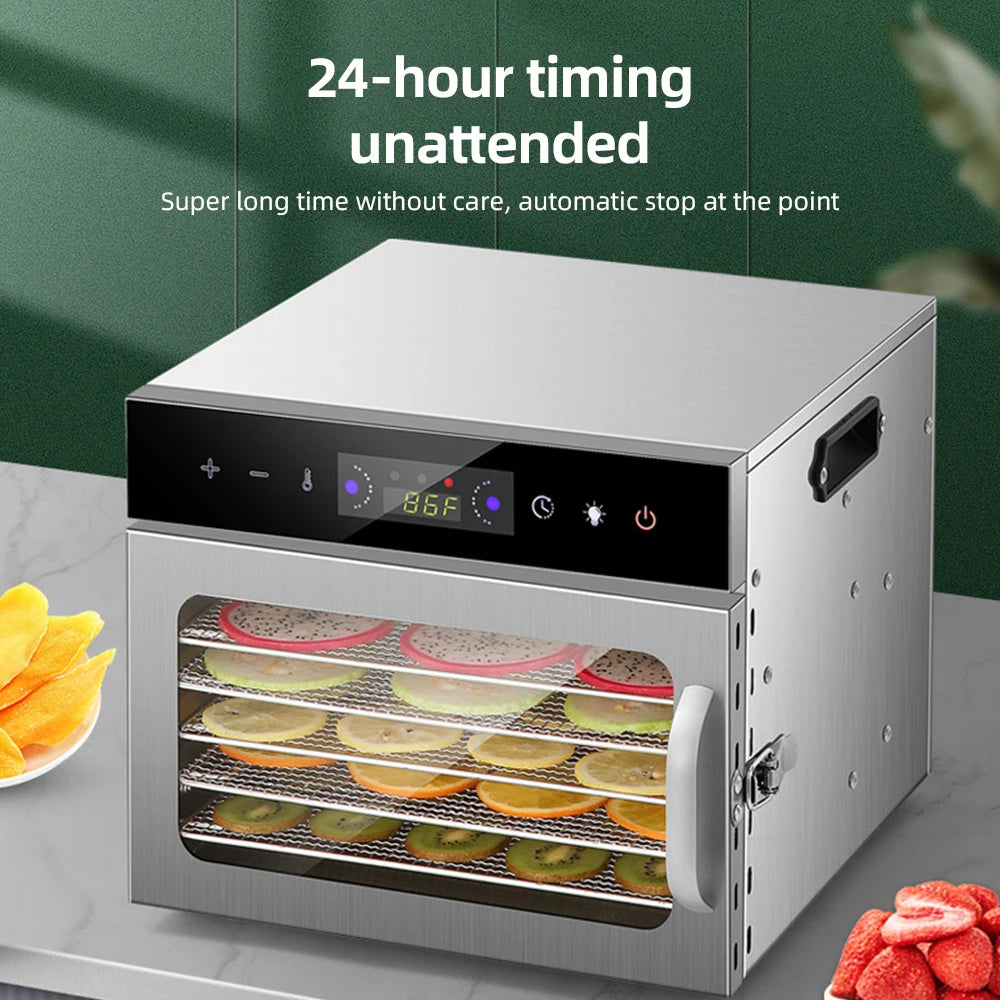 Dehydrators for Food and Jerky with 24H Timer and Light, 12 Drying Racks 800W 30-90℃ Vegetable Fruit Dehydrator EU Plug