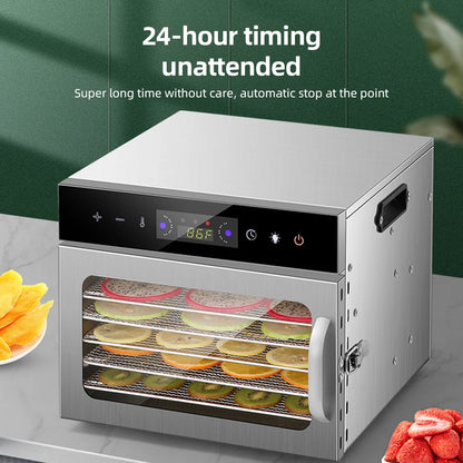 Dehydrators for Food and Jerky with 24H Timer and Light, 12 Drying Racks 800W 30-90℃ Vegetable Fruit Dehydrator EU Plug