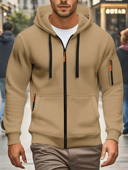 Men Autumn and Winter New Hoodies Long Sleeve Sweatshirt Pocket Zipper Design Hooded Sweatshirt Men Sportswear Casual Jacket
