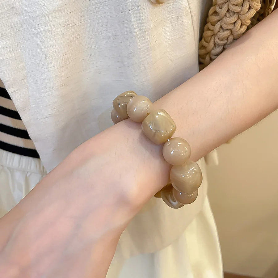 Acrylic Irregular Square Round Beaded Bracelet for Women European and American Simple Bracelet Korean Fashion Hand Accessories