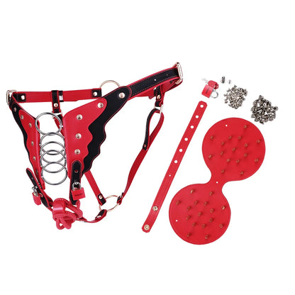 FRKO Fantasy Men Punishment Panties PU Leather Harness Belt Rivet Stimulation BDSM Slave Games Fetish Sex Toys For Men Gays 18