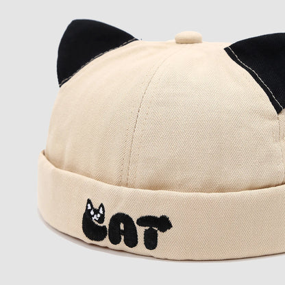 Cute Cat Ear Baby Docker Hat Cartoon Solid Color Toddler Brimless Cap Boy Girl Beanies Summer Cotton Kids Melon Landlord Hats