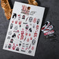 1sheet 5D Halloween Nail Stickers Pink/Green/Black Cartoon Pattern Nail Art Slider DIY For Sweet Cool Girl Cute Nail Decoration