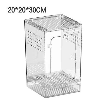 Arboreal Transparent PC Reptile Tank Vertical Terrarium Habitat Ventilated Breeding Cage for Crested Gecko, Tree Frog, Tarantula