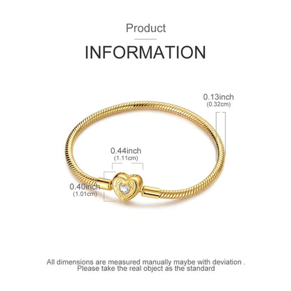 Original Bracelet 925 Sterling Silver Charm Bracelet 17-20CM Golden Heart Love Key Clover Bracelet Bangle Women Jewelry Gift