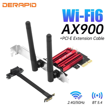 WiFi 6 Network Card PCIe X1 Dual-Band Wireless 2.4G/5GHz 5.4 Wi-Fi6 Bluetooth High Speed Antennas for Windows 10/11 Desktop PC