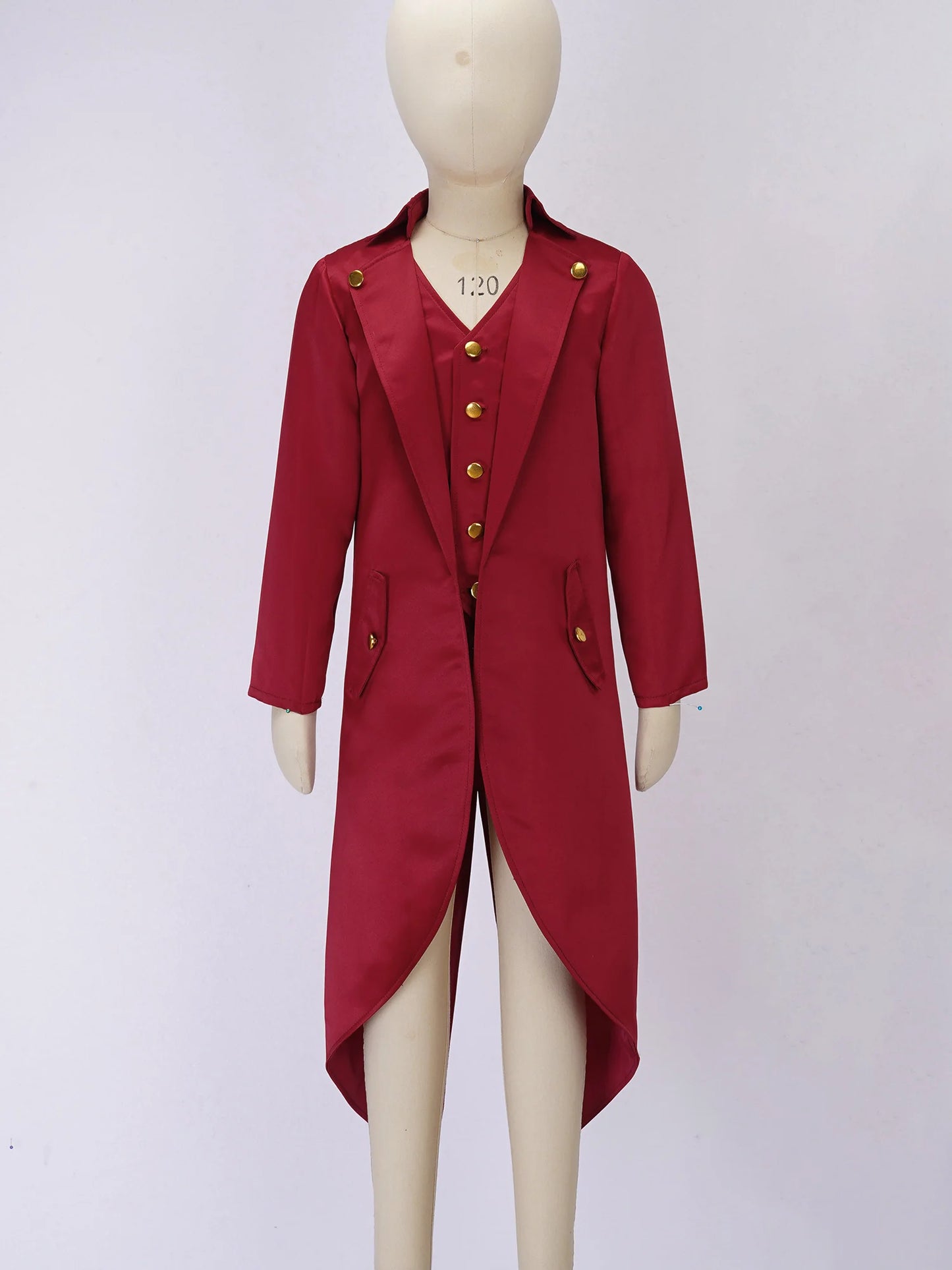 Kids Boys Vintage Steampunk Tailcoat Jacket Halloween Costume Gothic Medieval Clothes Court Uniform Magician Ringmaster Cosplay