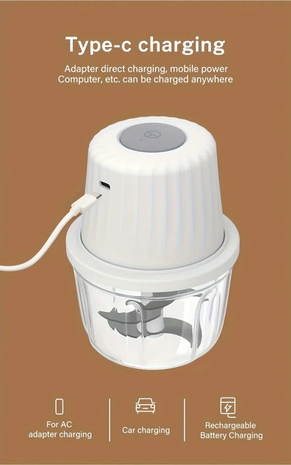 400ML Electric Food Chopper ，6 Blades Garlic Grinder Mini Vegetable Chopper，USB Portable Veggie Chopper，Garlic Mincer
