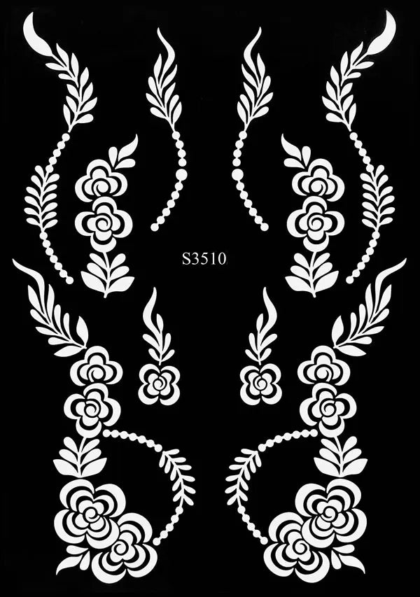 Flower Tattoo Stencil Reusable Henna Template for Hand and Body Henna Tattoo Design for Wedding Festival Party Tattoo Tools