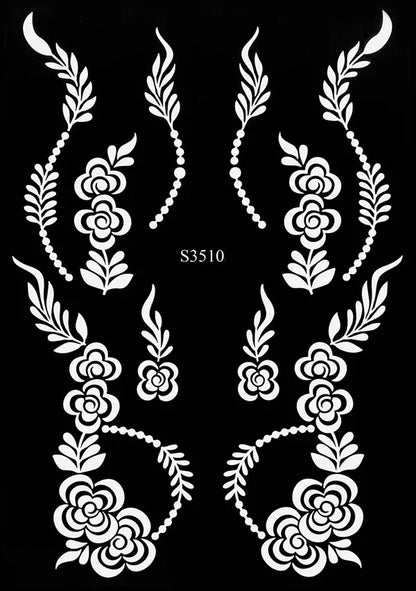 Flower Tattoo Stencil Reusable Henna Template for Hand and Body Henna Tattoo Design for Wedding Festival Party Tattoo Tools