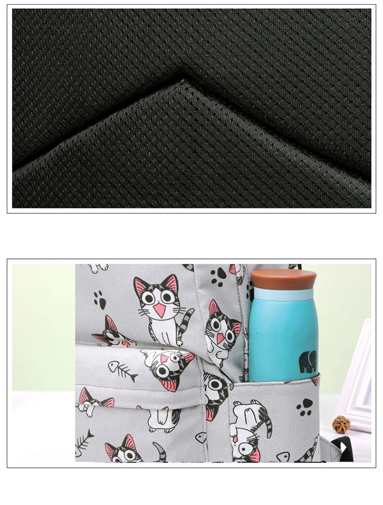 Cute Cat School Bags For Teenage Girls Students Backpack Waterproof Book Bag Travel College Laptop Backpack