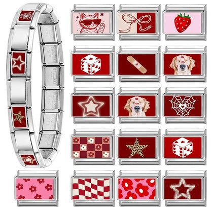 Wholesale Cute Animal Swimming Dogs Cats Sheep Charm Bracelet Fit 9mm Bracelet Stainless Steel Italian Links Making DIY Jewelrys