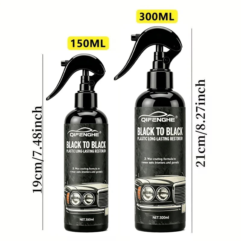 Plastic Parts Black Restorer BLACK TO BLACK Long-Lasting Wax Coating Car Interior Dashboard &  Refurbish Cleaner