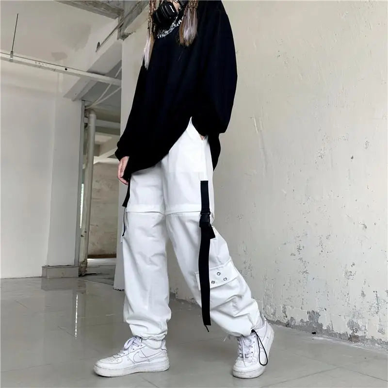 Casual Pants Women Cargo Korean Style Solid Spring Young Ladies Elastic Waist Popular Street Wear  Simple Ins Cozy Cool