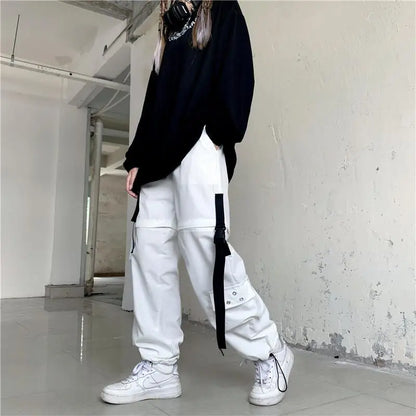 Casual Pants Women Cargo Korean Style Solid Spring Young Ladies Elastic Waist Popular Street Wear  Simple Ins Cozy Cool