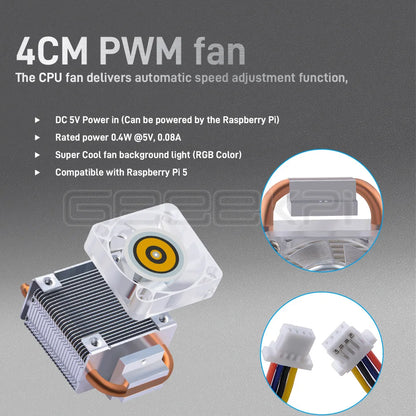 GeeekPi Raspberry Pi 5 Cooler Raspberry Pi 5 ICE-Tower Cooler CPU RGB LED Light Cooling Fan