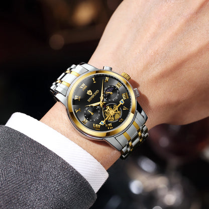 BINBOND Chronograph Men's Watches Accurate Quartz Watch For Men Luxury Luminous Waterproof StopWatch Durable Reloj