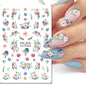 3d Nail Art Decals Spring Booming Violets Lavenders Purple Blue Pink Flowers Butterflys Stickers Decoration For Nail Tips Beauty
