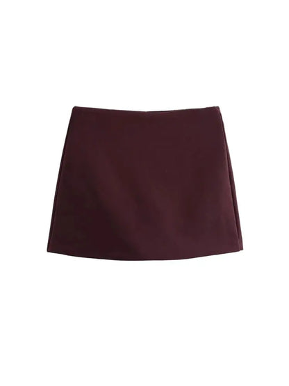 High Waist Solid Skort for Women Fashion Side Zipper Female Shorts Skirts Mujer