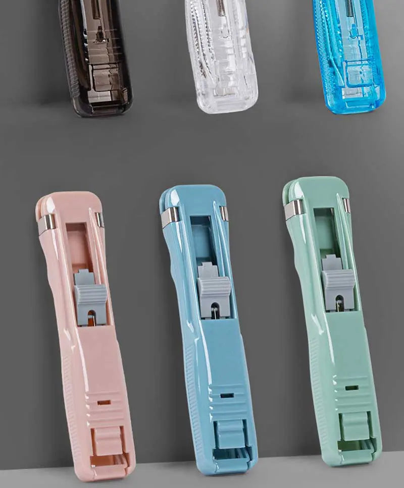 Mini Traceless Reusable Hand Clamp Push Stapler Paper Book File Office School Student Binder Binding Tools Supplies Accessories