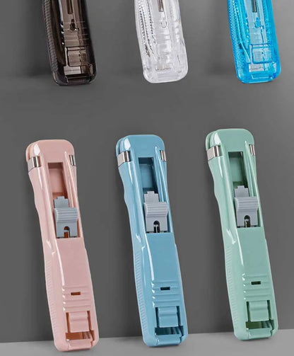 Mini Traceless Reusable Hand Clamp Push Stapler Paper Book File Office School Student Binder Binding Tools Supplies Accessories
