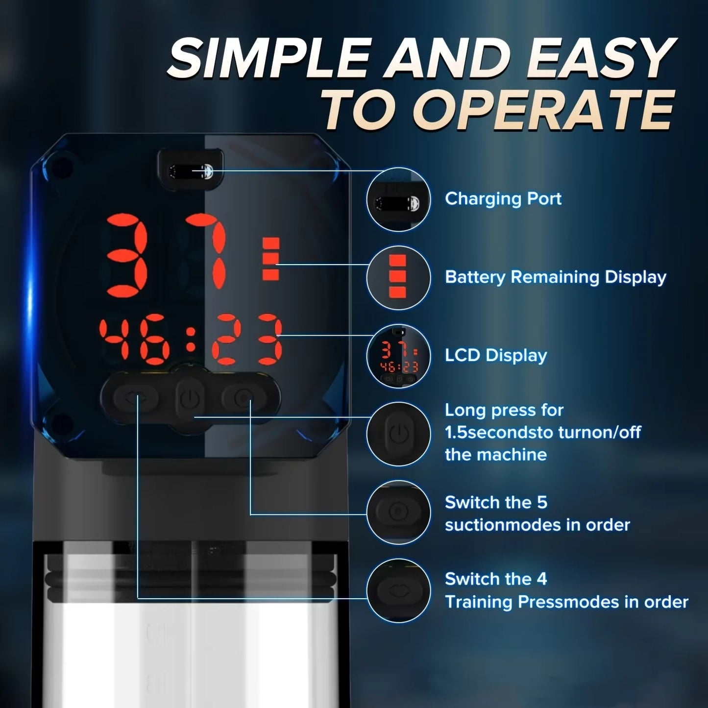 Electric Penis Pump for Man Automatic Vacuum Sucking Vibrator Enlarge IPX7 Waterproof 5 Suction 6 Training Modes Adult Sex Toys