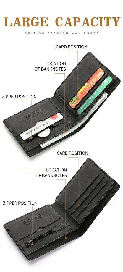 2023 New Wallet Men Short Dollar Clip Zipper Simple Soft Leather Lightweight