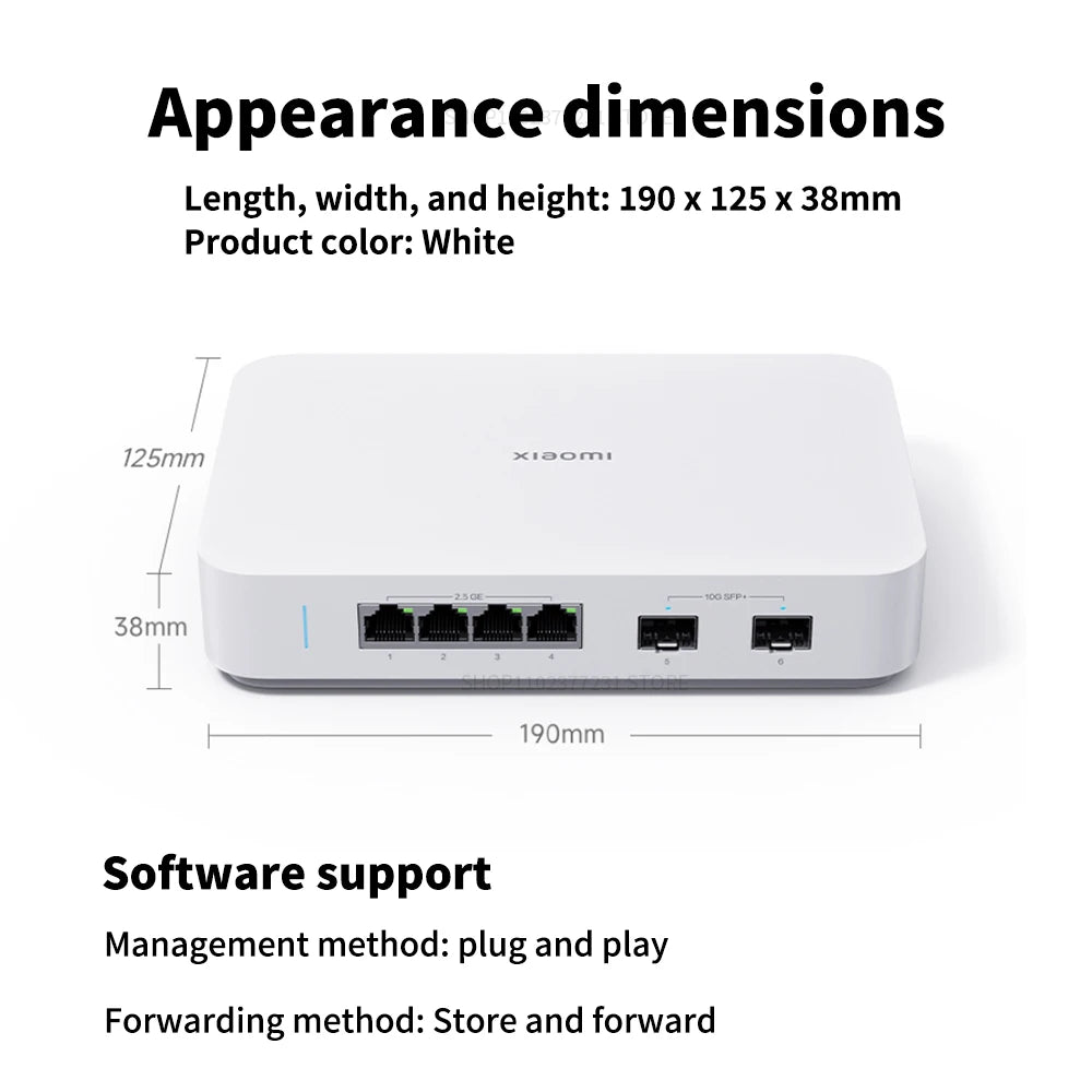 NEW Xiaomi Mi 10G Ethernet Switch 4×2.5G+2×10GMbps Mini Network Switches VLAN Ethernet Splitter Lan Router 6 Ports Hub Switch